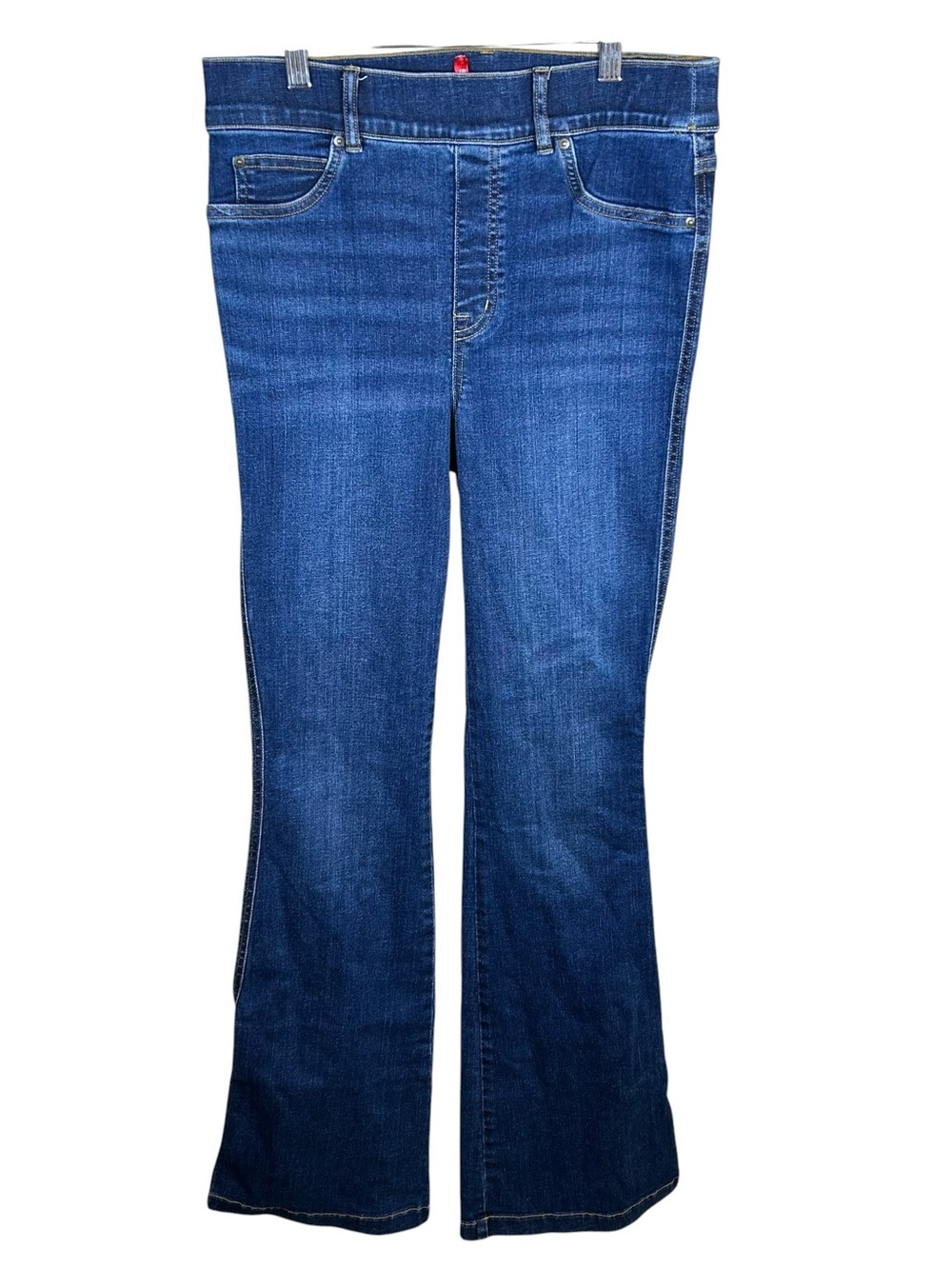 SPANX Pull On Flare Jeans Medium Dark Wash High Rise Bootcut Denim Size Medium